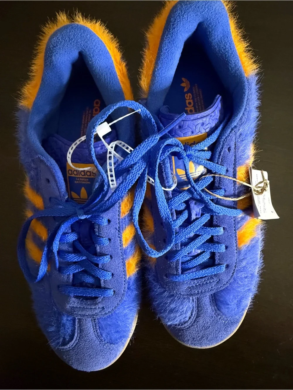 Adidas Gazelle Bold Fuzzy Blue Orange Platform Sneakers US 8 NWT